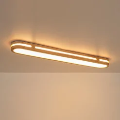Rustic Dimmable LED Wood Oval Flush Mount Light