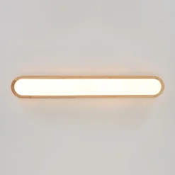 Rustic Dimmable LED Wood Oval Flush Mount Light