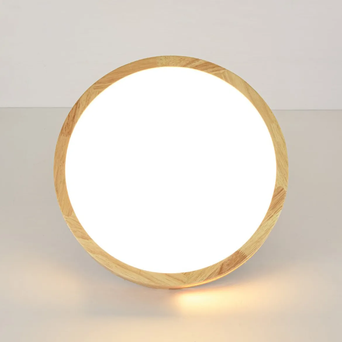 Rustic Dimmable LED Wood Round Flush Mount Light