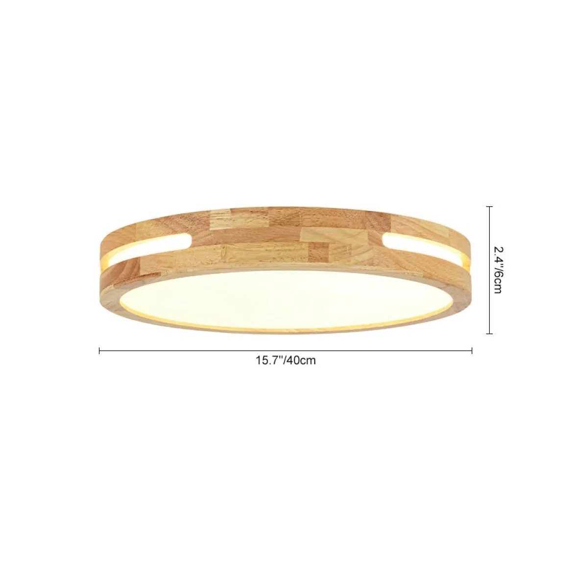 Rustic Dimmable LED Wood Round Flush Mount Light