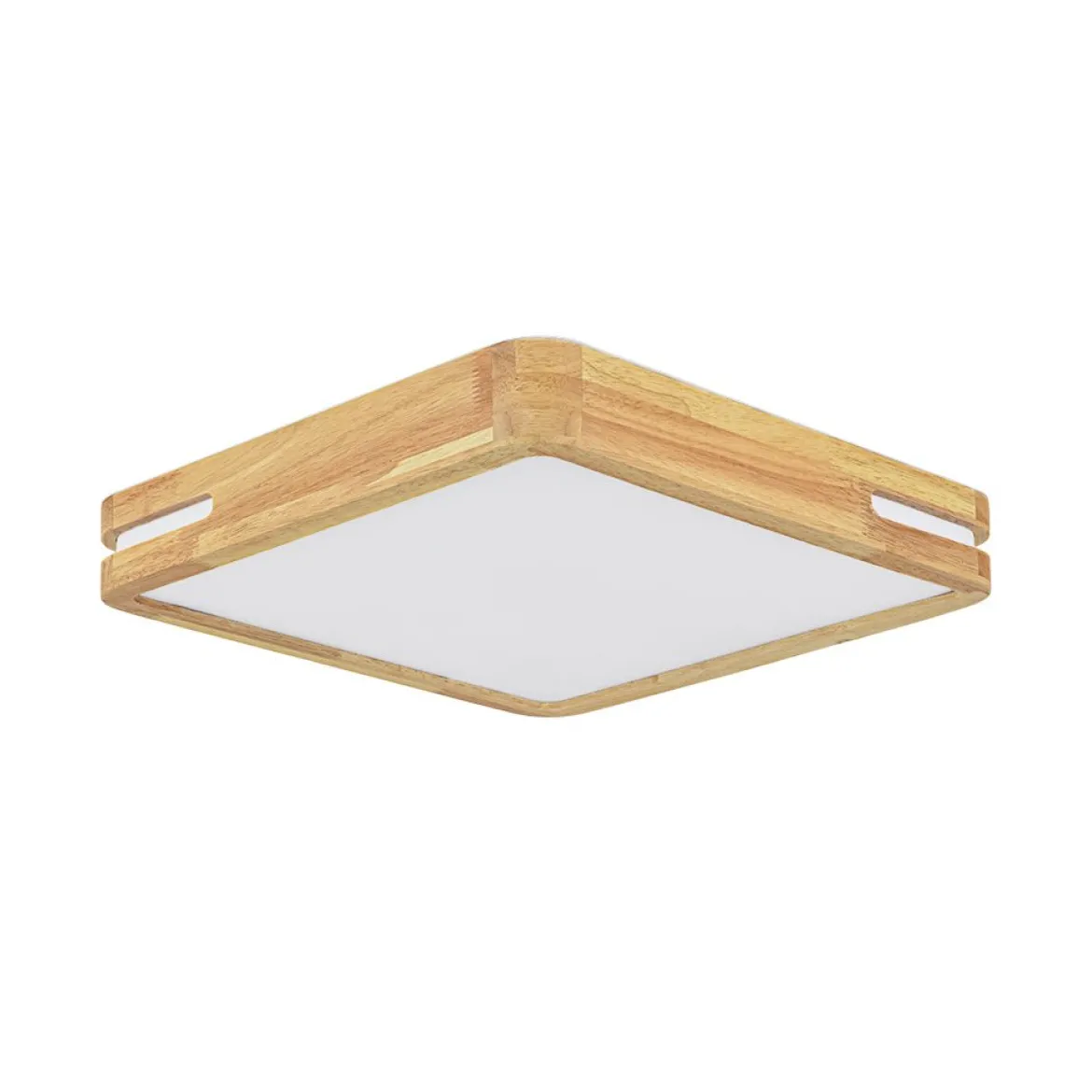 Rustic Dimmable LED Wood Square Flush Mount Light