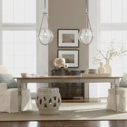 Rustic Hemp Rope Distressed White Glass Globe Pendant Light