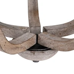 Rustic Hemp Rope Wooden Round Candle Chandelier