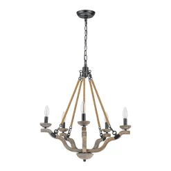 Rustic Hemp Rope Wooden Round Candle Chandelier
