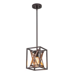 Rustic Industrial 1-Light Square Cross Cage Pendant Light