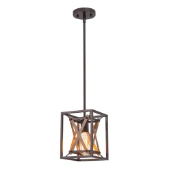 Rustic Industrial 1-Light Square Cross Cage Pendant Light