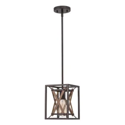 Rustic Industrial 1-Light Square Cross Cage Pendant Light