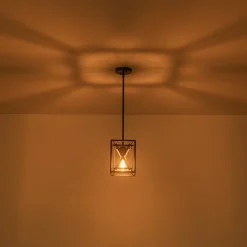 Rustic Industrial 1-Light Square Cross Cage Pendant Light