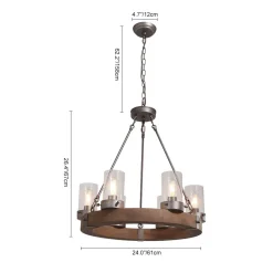 Rustic 6-Light Wagon Wheel Chandelier