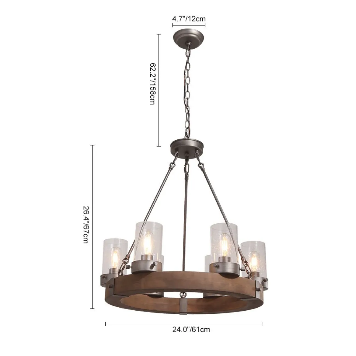 Rustic 6-Light Wagon Wheel Chandelier
