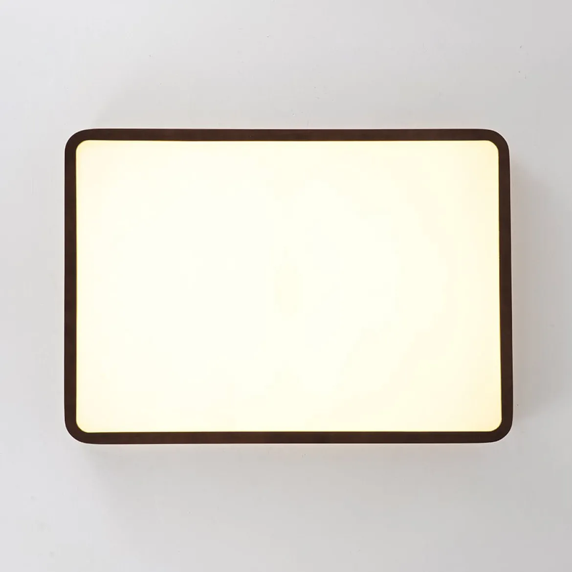 Rustic Rectangle Walnut Wooden Dimmable LED Flush Mount