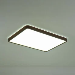 Rustic Rectangle Walnut Wooden Dimmable LED Flush Mount