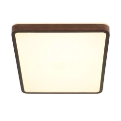 Rustic Rectangle Walnut Wooden Dimmable LED Flush Mount