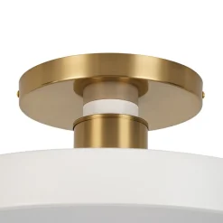 Scandinavian Brass White Round Dimmable LED Semi Flush Light