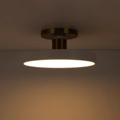 Scandinavian Brass White Round Dimmable LED Semi Flush Light