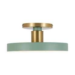 Scandinavian Brass White Round Dimmable LED Semi Flush Light