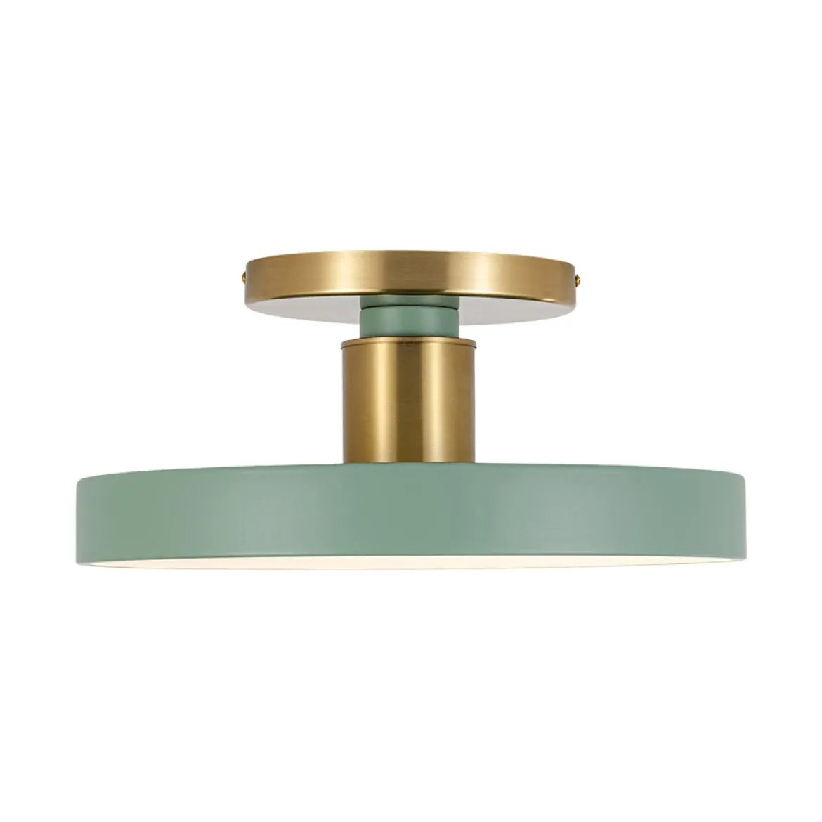 Scandinavian Brass White Round Dimmable LED Semi Flush Light