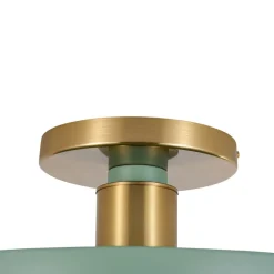 Scandinavian Brass White Round Dimmable LED Semi Flush Light