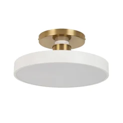 Scandinavian Brass White Round Dimmable LED Semi Flush Light