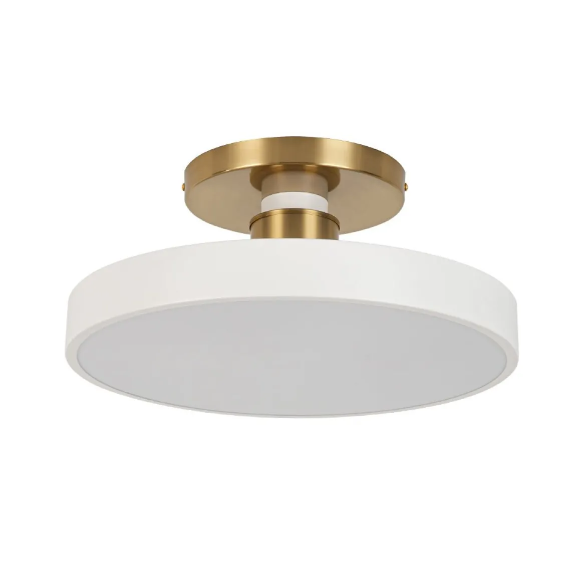 Scandinavian Brass White Round Dimmable LED Semi Flush Light