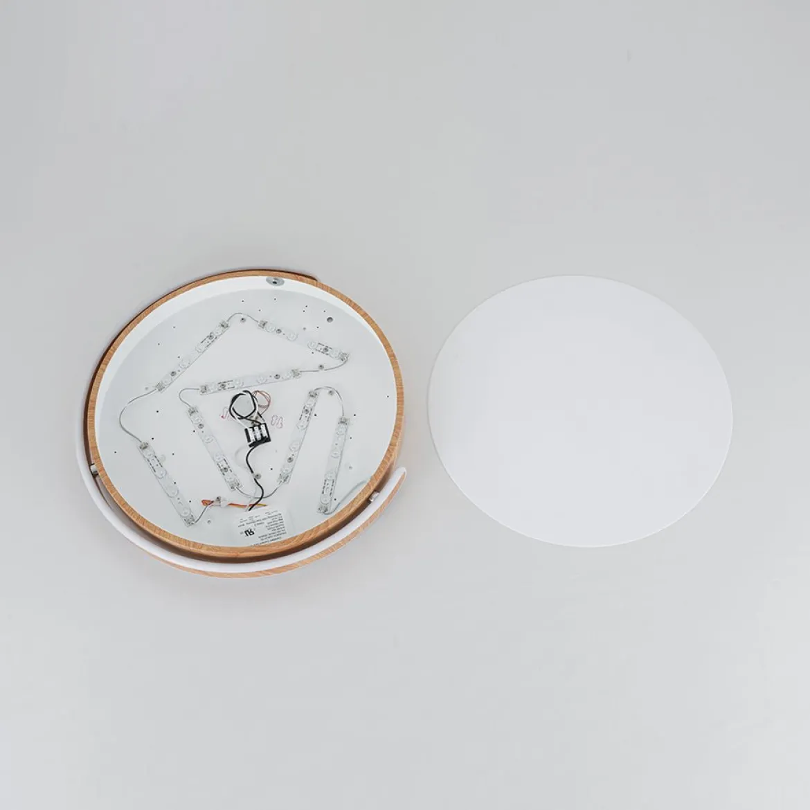 Scandinavian Dimmable LED Round Wood Grain Flush Mount