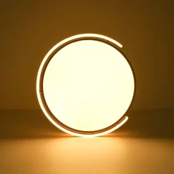 Scandinavian Dimmable LED Round Wood Grain Flush Mount