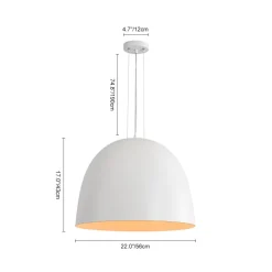 Scandinavian Oversized Iron White Bell Dome Pendant Light