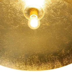 Scandinavian Retro Oversized Black Gold Flat Dome Metal Pendant