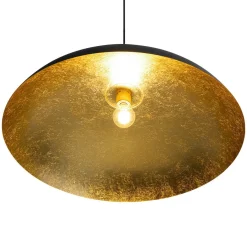Scandinavian Retro Oversized Black Gold Flat Dome Metal Pendant