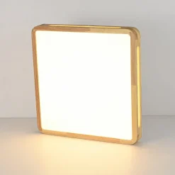 Scandinavian Wooden Dimmable LED Square Flush Mount
