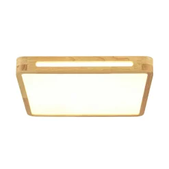 Scandinavian Wooden Dimmable LED Square Flush Mount