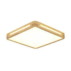 Scandinavian Wooden Dimmable LED Square Flush Mount