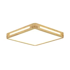 Scandinavian Wooden Dimmable LED Square Flush Mount