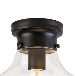 Schoolhouse 1-light Round Clear Glass Shade Semi Flush Mount