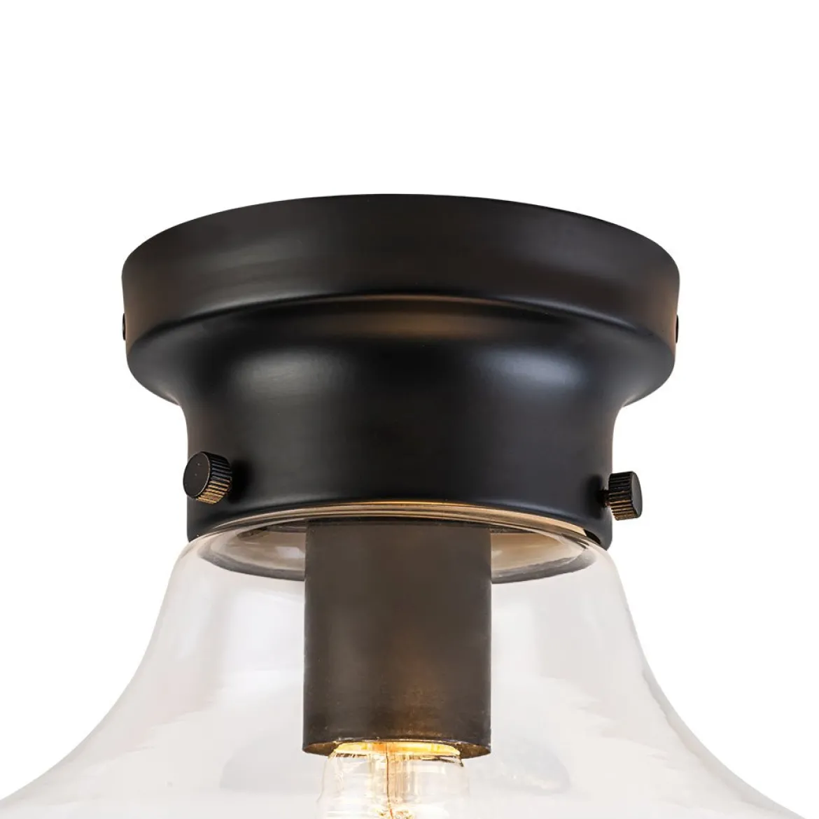Schoolhouse 1-light Round Clear Glass Shade Semi Flush Mount