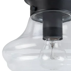 Schoolhouse 1-light Round Clear Glass Shade Semi Flush Mount