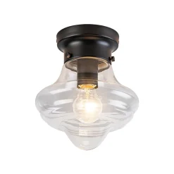 Schoolhouse 1-light Round Clear Glass Shade Semi Flush Mount