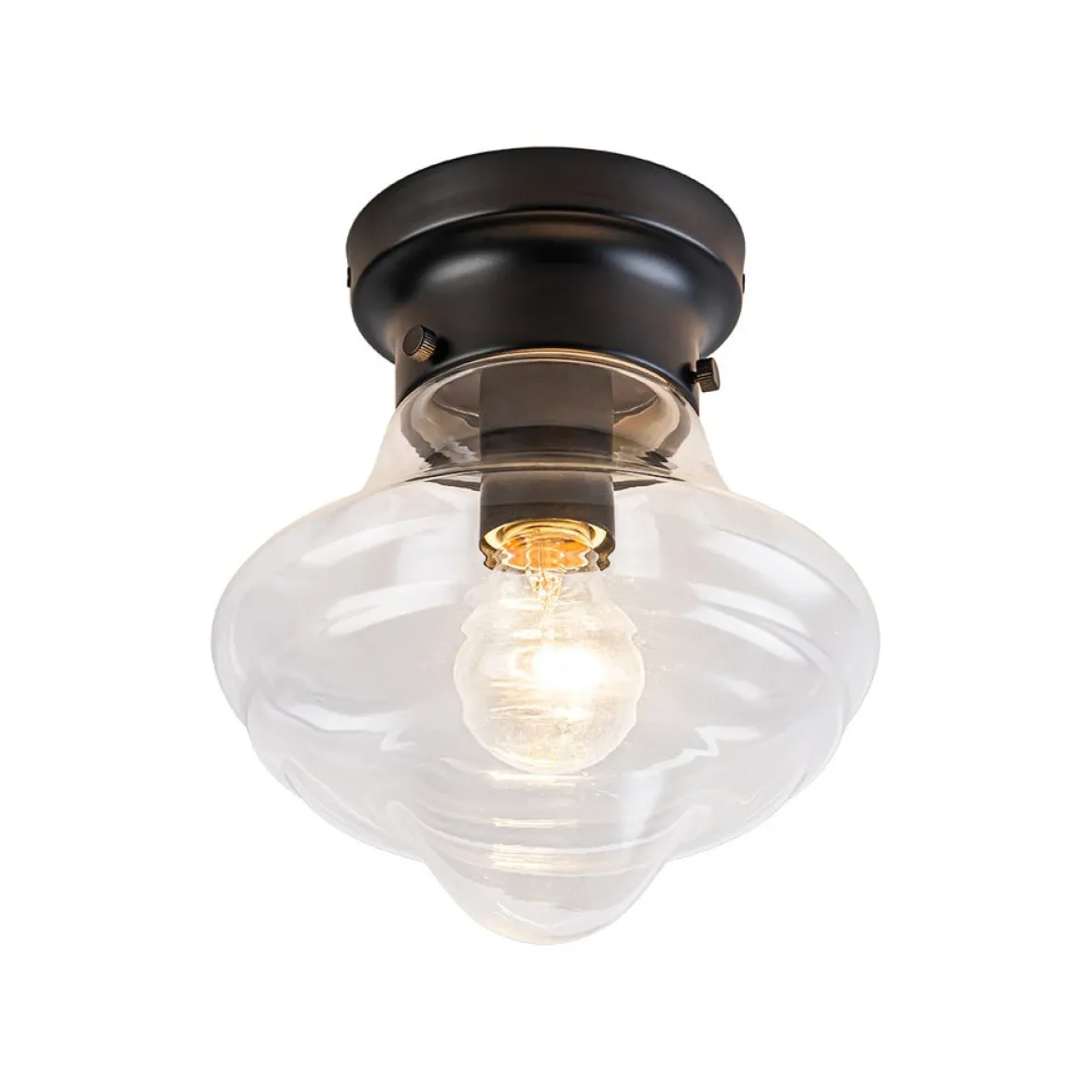 Schoolhouse 1-light Round Clear Glass Shade Semi Flush Mount
