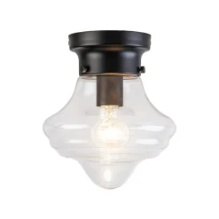 Schoolhouse 1-light Round Clear Glass Shade Semi Flush Mount
