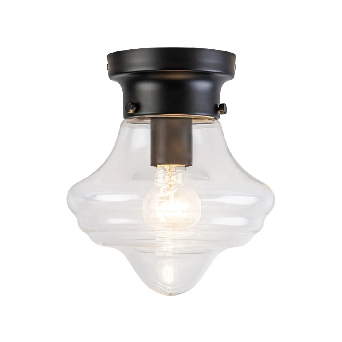Schoolhouse 1-light Round Clear Glass Shade Semi Flush Mount