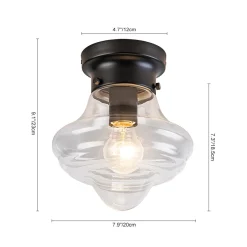 Schoolhouse 1-light Round Clear Glass Shade Semi Flush Mount