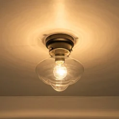 Schoolhouse 1-light Round Clear Glass Shade Semi Flush Mount