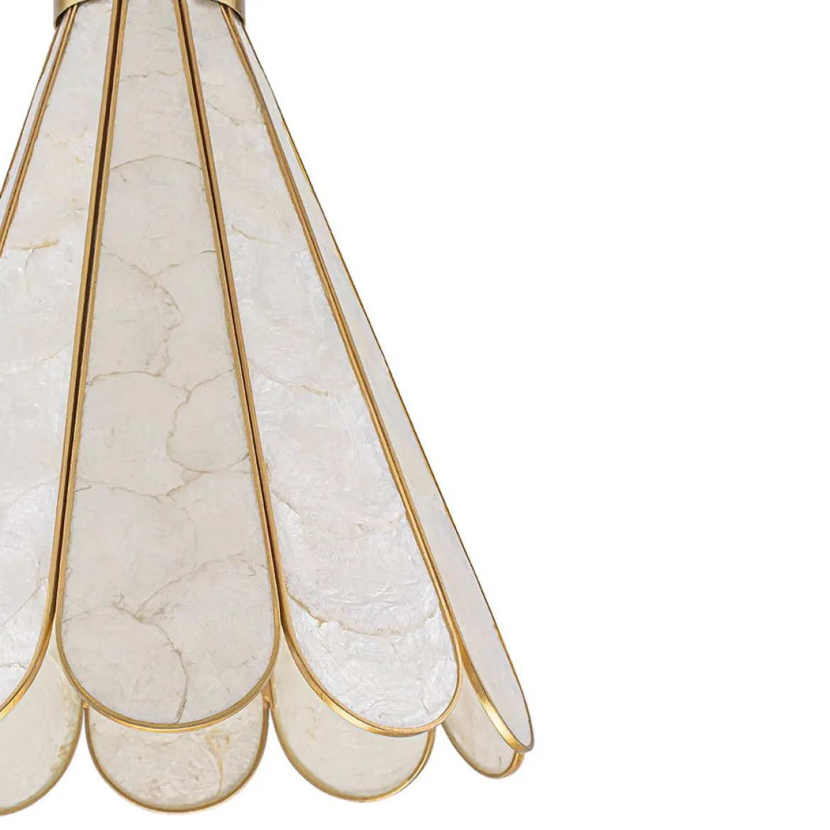 Sculptural Bloom 1-Light Brass Capiz Shell Glass Pendant
