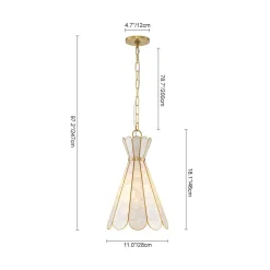 Sculptural Bloom 1-Light Brass Capiz Shell Glass Pendant