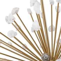Sculptural Sunburst Bloom Frosted Quartz Dandelion Chandelier
