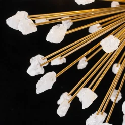Sculptural Sunburst Bloom Frosted Quartz Dandelion Chandelier