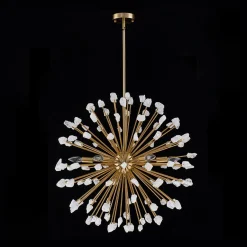 Sculptural Sunburst Bloom Frosted Quartz Dandelion Chandelier