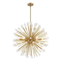 Sculptural Sunburst Bloom Frosted Quartz Dandelion Chandelier