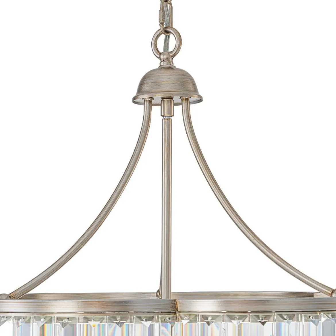 Shabby Chic Antique Silver Crystal Cage Pendant Light