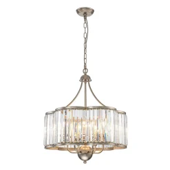 Shabby Chic Antique Silver Crystal Cage Pendant Light